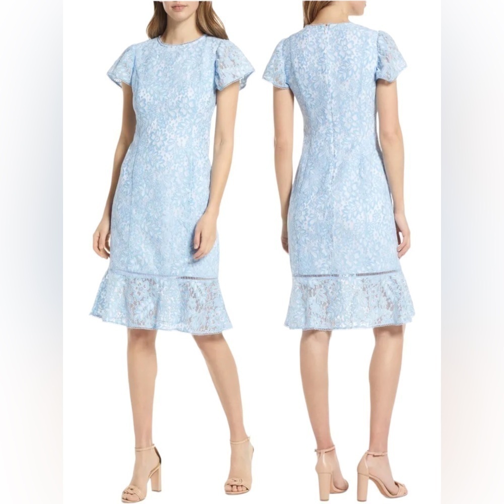 Rachel Parcell Light Blue Lace Midi Dress